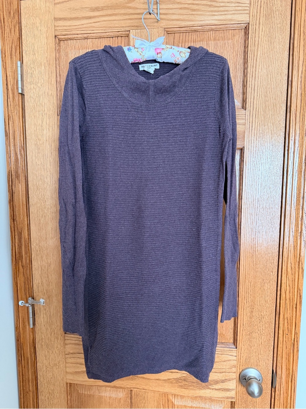 Cozy Hooded Knit Sweater Dress
- Deep Plum